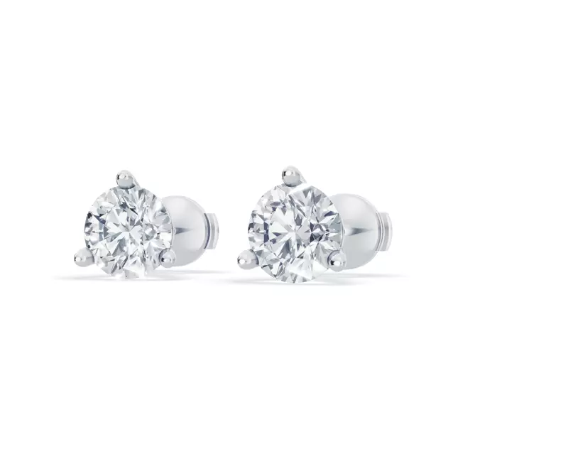 18K White Gold Three-Prong Martini Lab Diamond Guardian Back Earrings (3 ct. tw.)