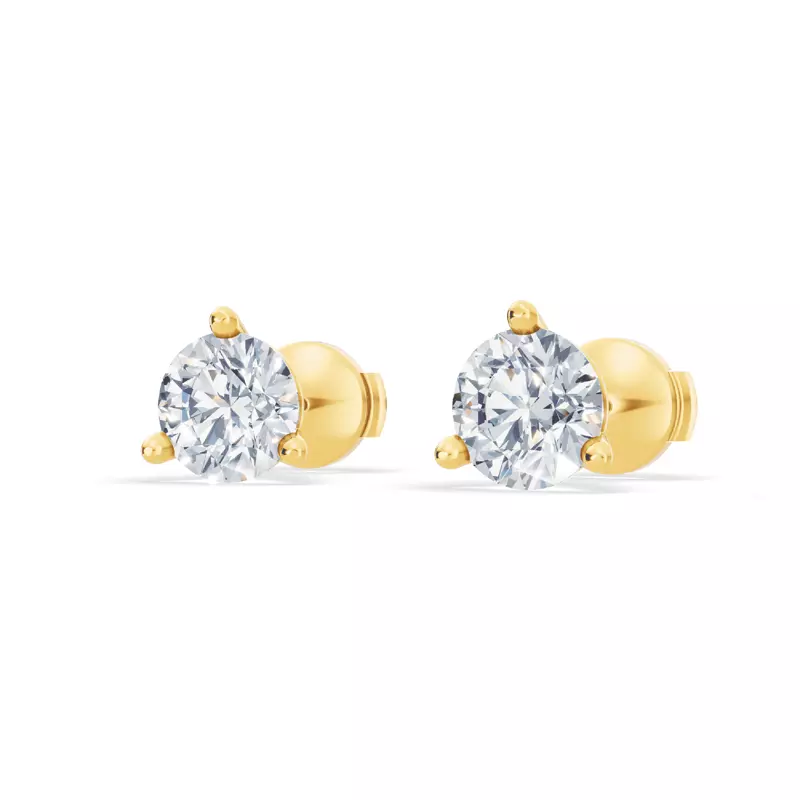 18K Yellow Gold Three-Prong Martini Lab Diamond Guardian Back Earrings (2 ct. tw.)