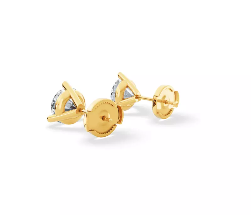 18K Yellow Gold Three-Prong Martini Lab Diamond Guardian Back Earrings (2 ct. tw.)