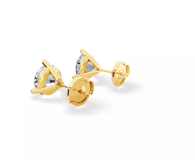 18K Yellow Gold Three-Prong Martini Lab Diamond Guardian Back Earrings (3 ct. tw.)