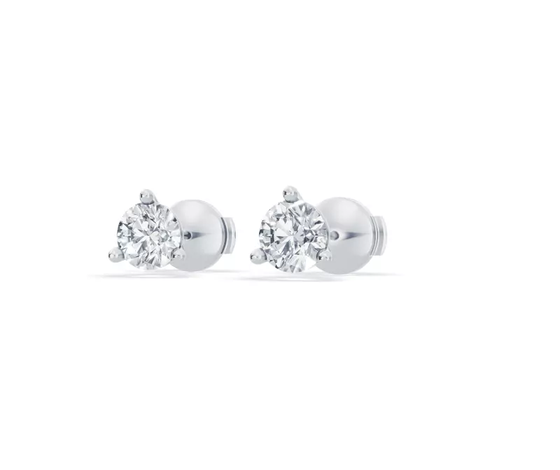 14K White Gold Three-Prong Martini Lab Diamond Guardian Back Earrings (1 ct. tw.)