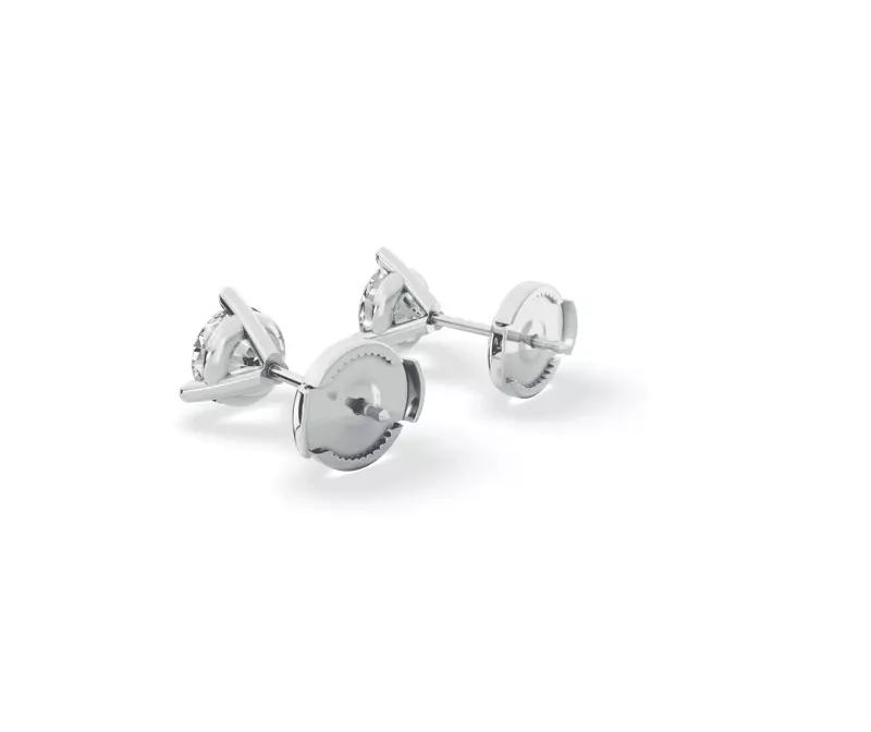 14K White Gold Three-Prong Martini Lab Diamond Guardian Back Earrings (1 ct. tw.)