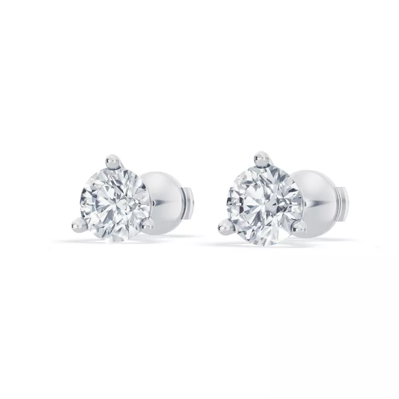 14K White Gold Three-Prong Martini Lab Diamond Guardian Back Earrings (2 ct. tw.)