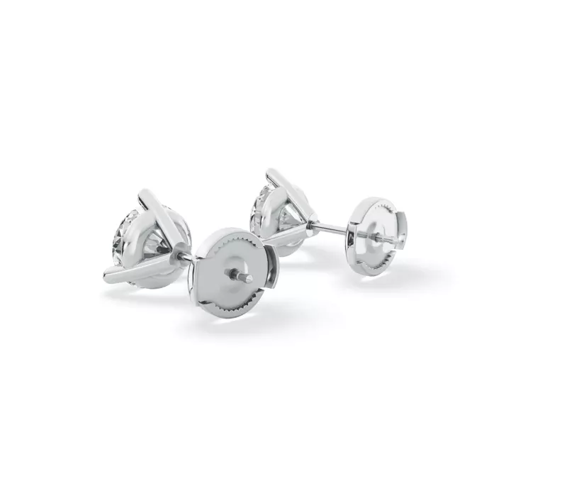 14K White Gold Three-Prong Martini Lab Diamond Guardian Back Earrings (2 ct. tw.)