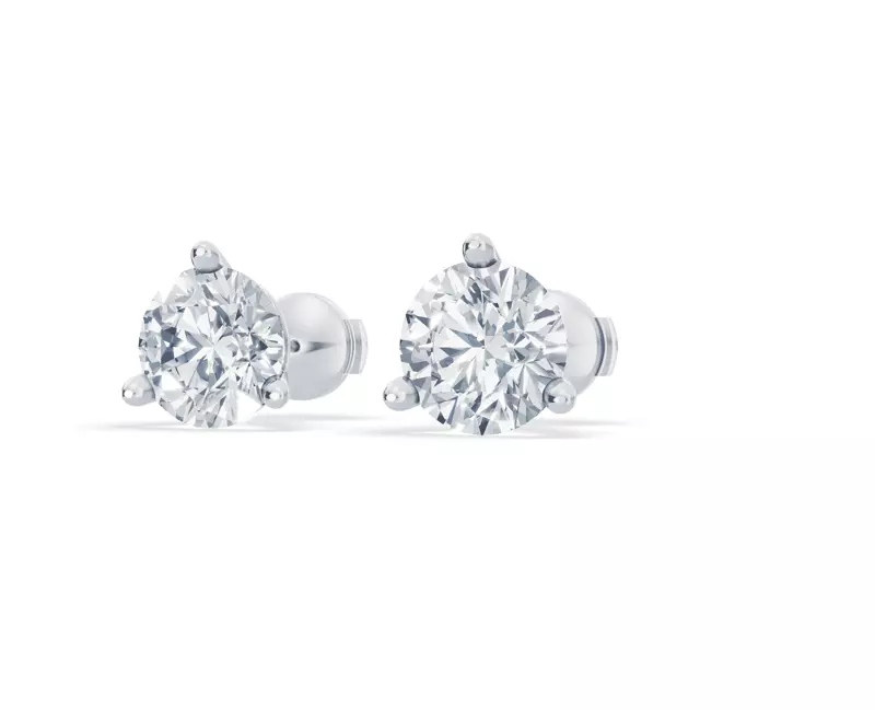 14K White Gold Three-Prong Martini Lab Diamond Guardian Back Earrings (4 ct. tw.)