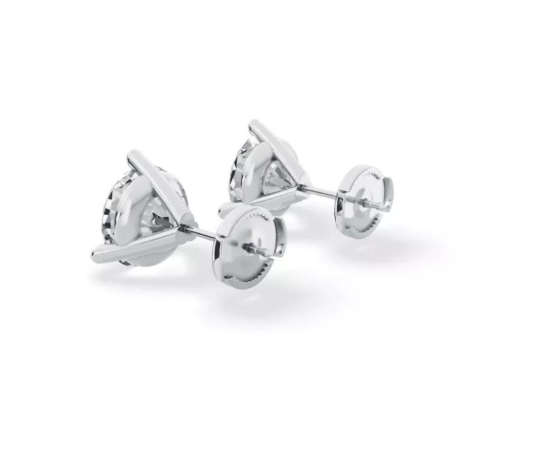 14K White Gold Three-Prong Martini Lab Diamond Guardian Back Earrings (4 ct. tw.)