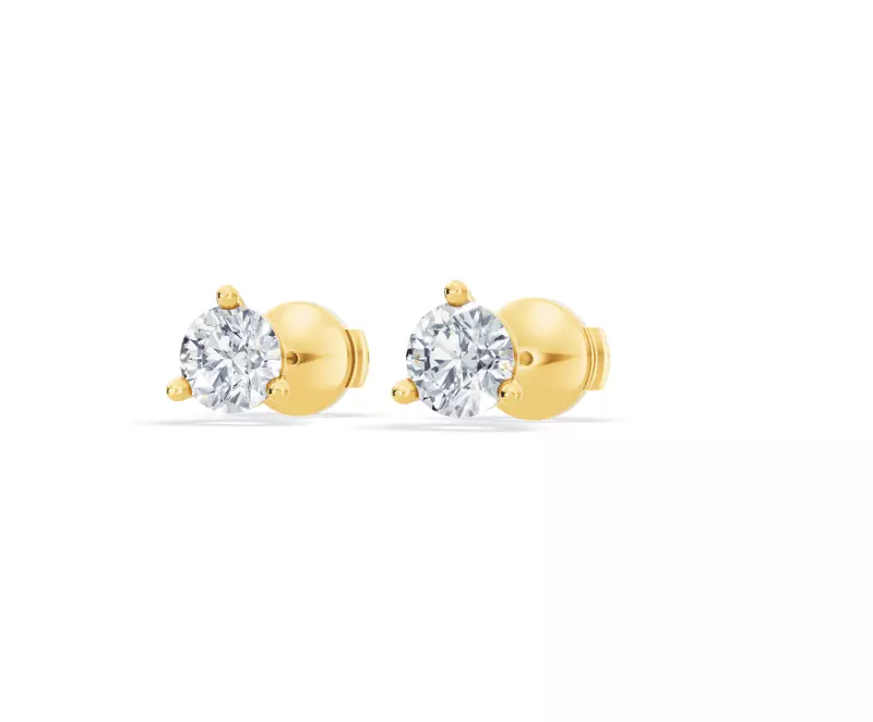 14K Yellow Gold Three-Prong Martini Lab Diamond Guardian Back Earrings (1 ct. tw.)