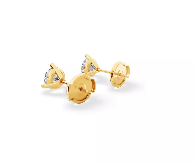 14K Yellow Gold Three-Prong Martini Lab Diamond Guardian Back Earrings (1 ct. tw.)