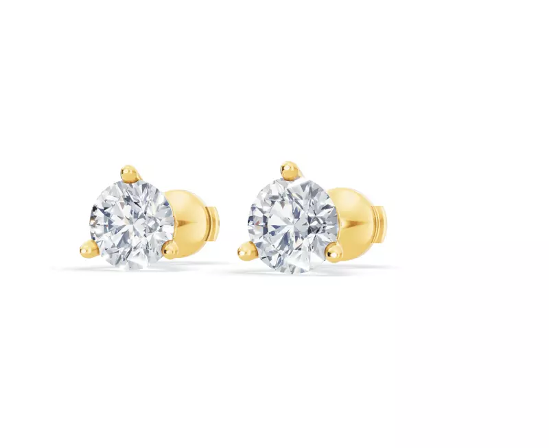 14K Yellow Gold Three-Prong Martini Lab Diamond Guardian Back Earrings (3 ct. tw.)