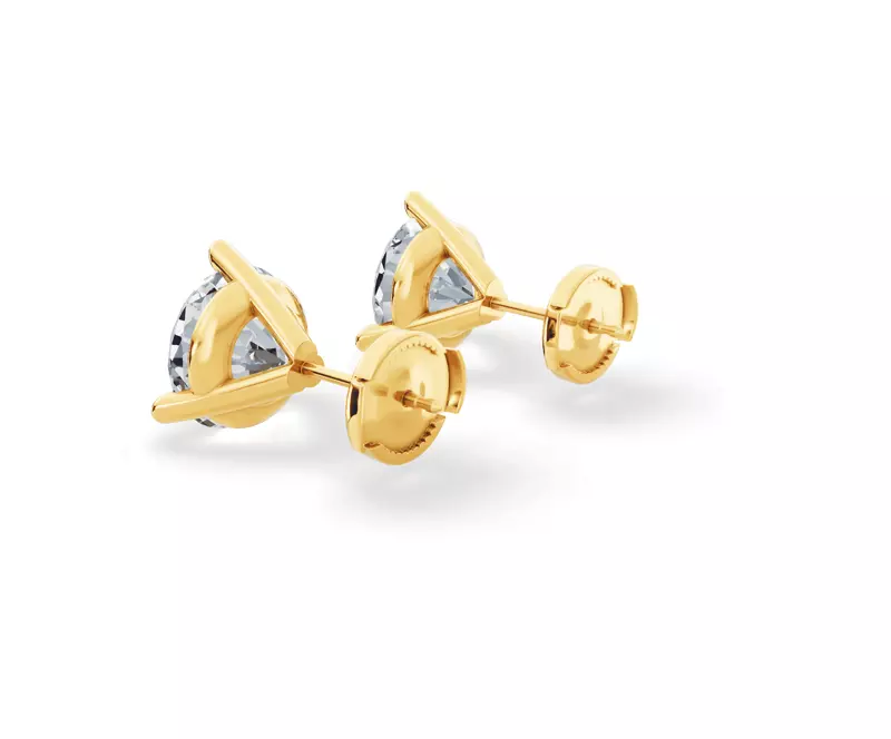 14K Yellow Gold Three-Prong Martini Lab Diamond Guardian Back Earrings (4 ct. tw.)