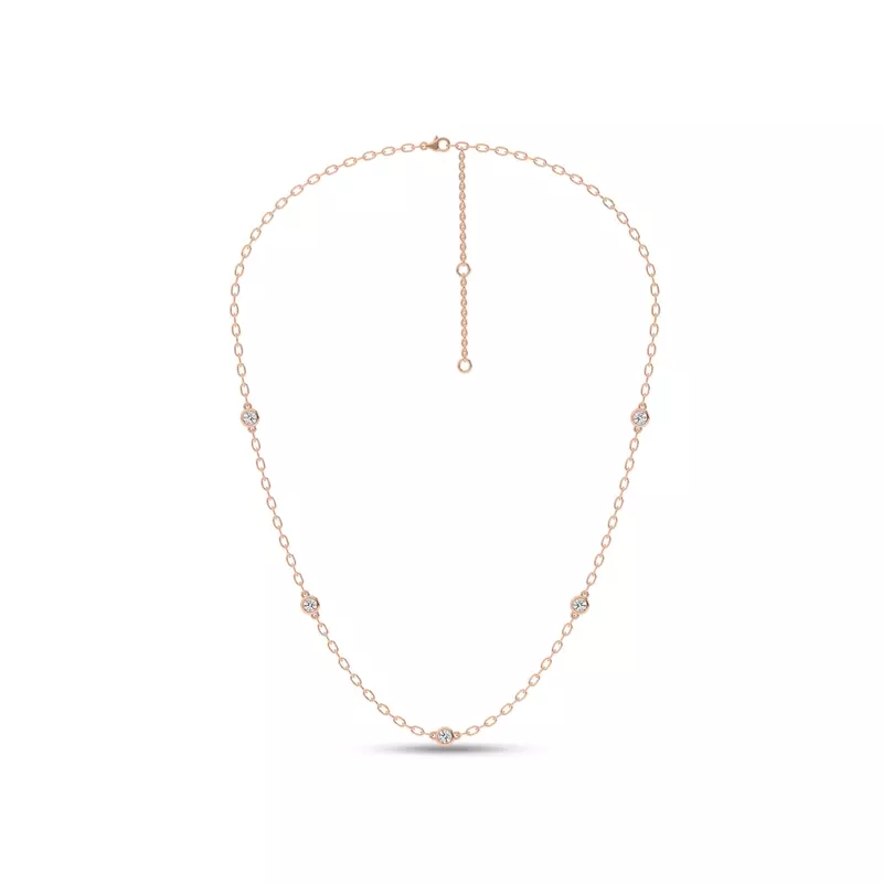14K Rose Gold Garelle Diamond Station Necklace