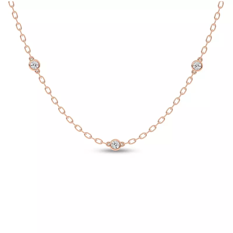 14K Rose Gold Garelle Diamond Station Necklace