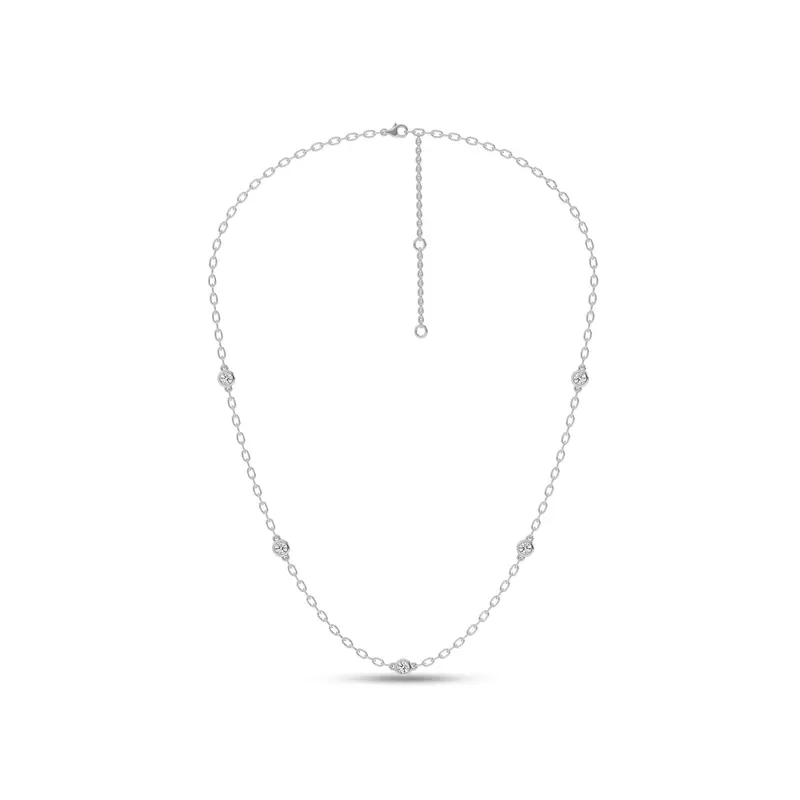 14K White Gold Garelle Lab Diamond Station Necklace