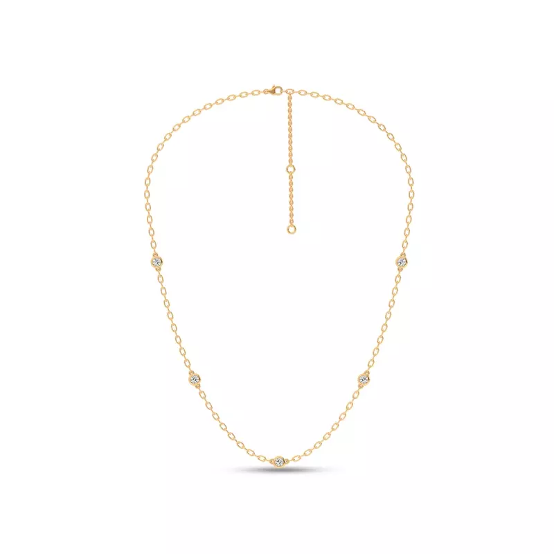14K Yellow Gold Garelle Lab Diamond Station Necklace