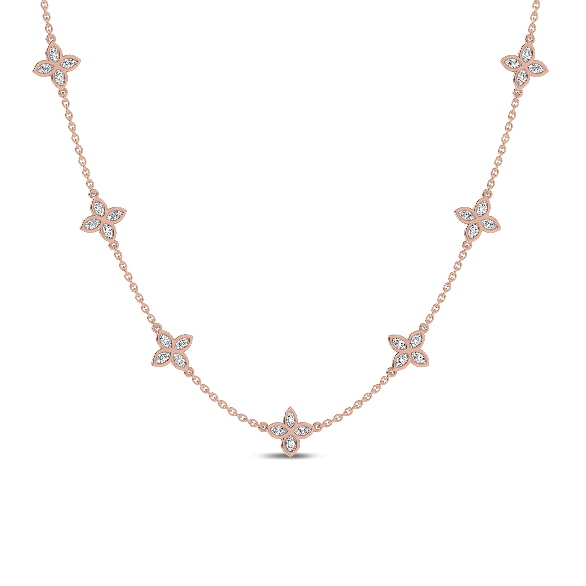 14K Rose Gold Maravina Rosette Lab Necklace