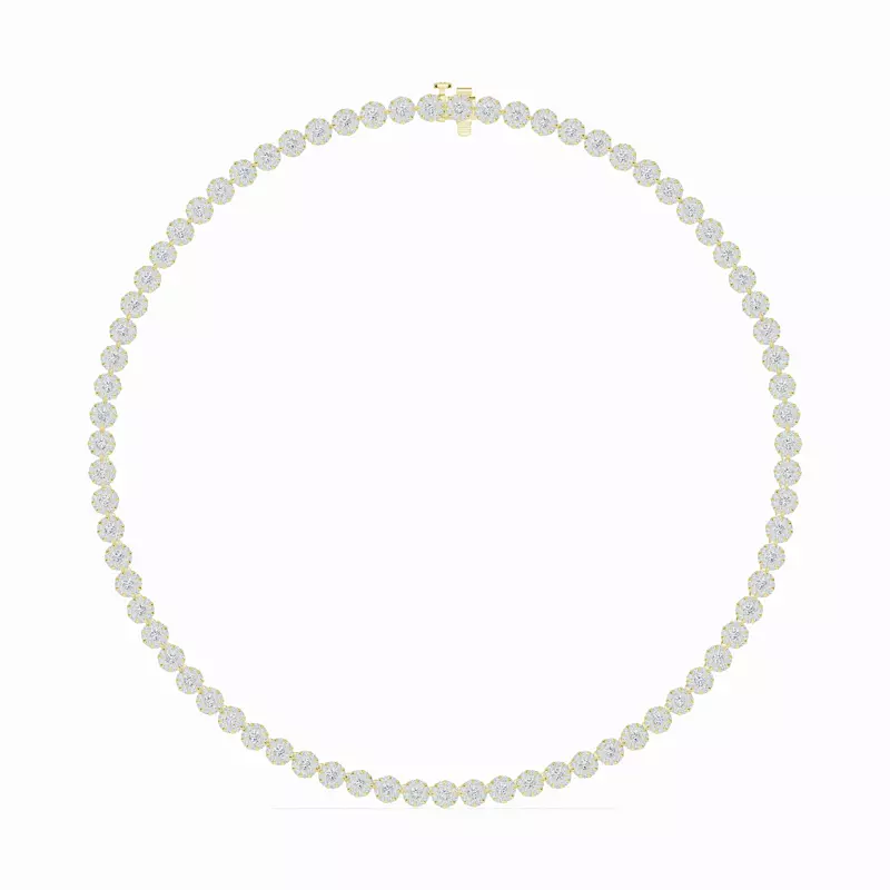 14K Yellow Gold Double Halo Lab Diamond Necklace (10 ct. tw.)