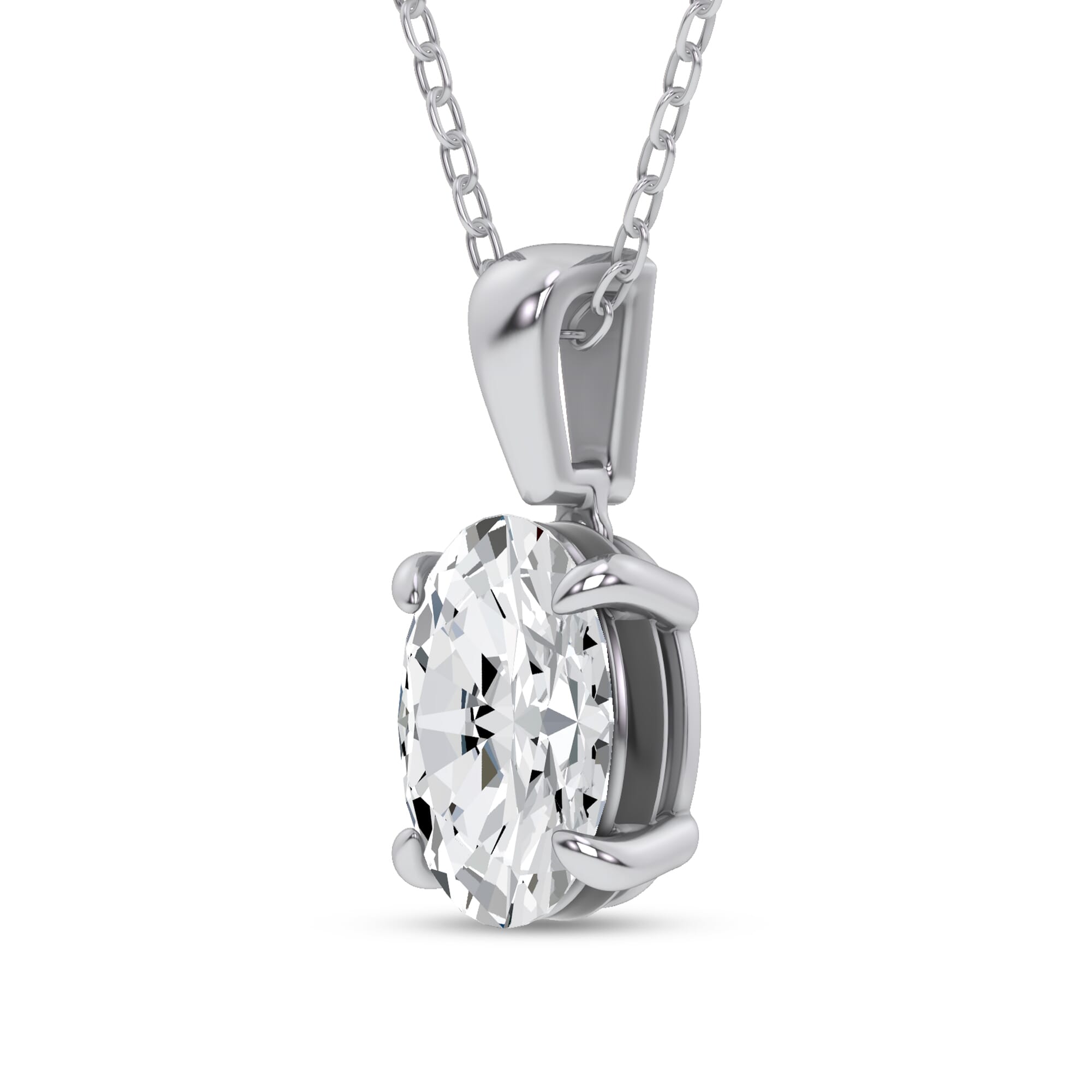 14K White Gold Midnight Halo Oval Lab Pendant (2 ct. tw.) by Christian Siriano