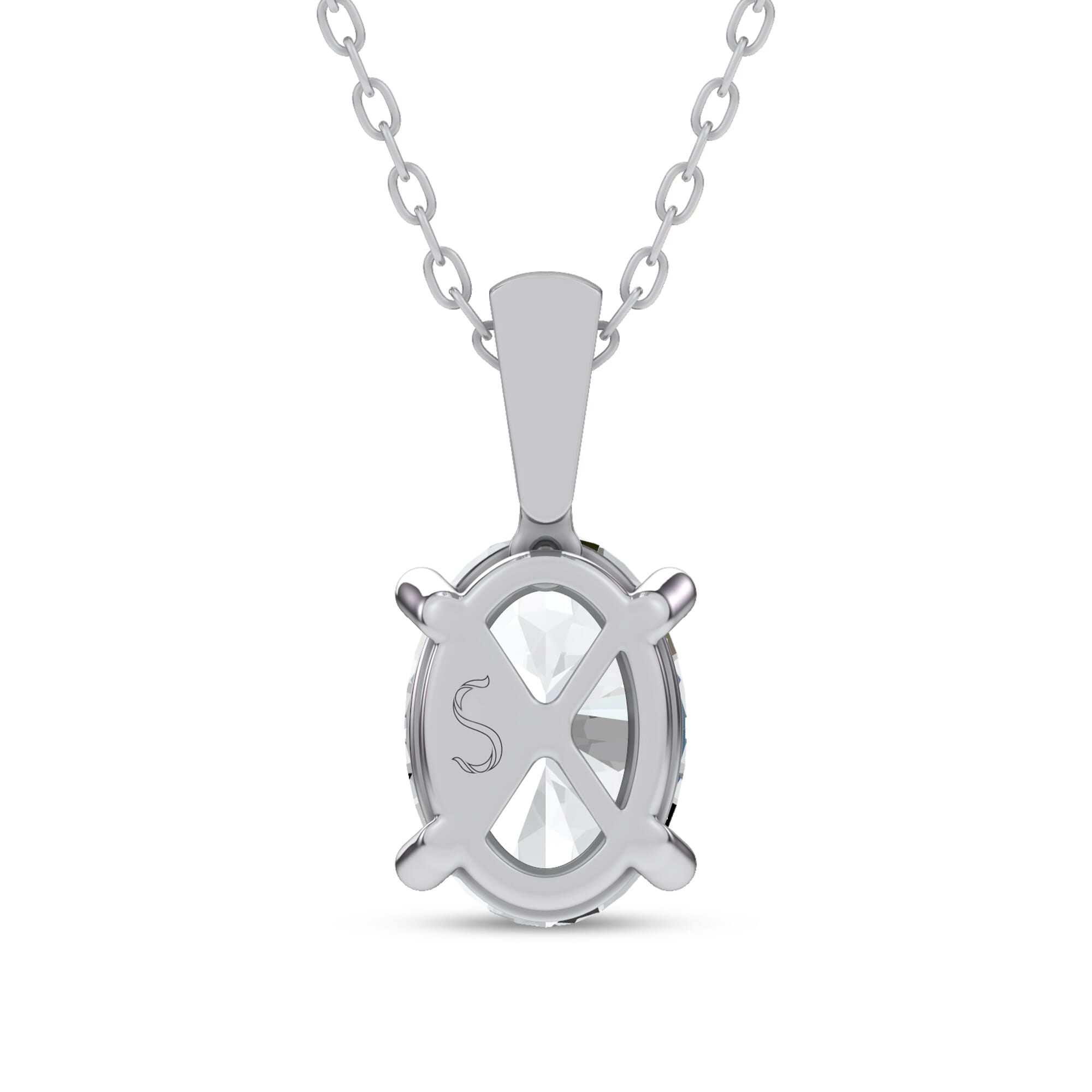 14K White Gold Midnight Halo Oval Lab Pendant (2 ct. tw.) by Christian Siriano