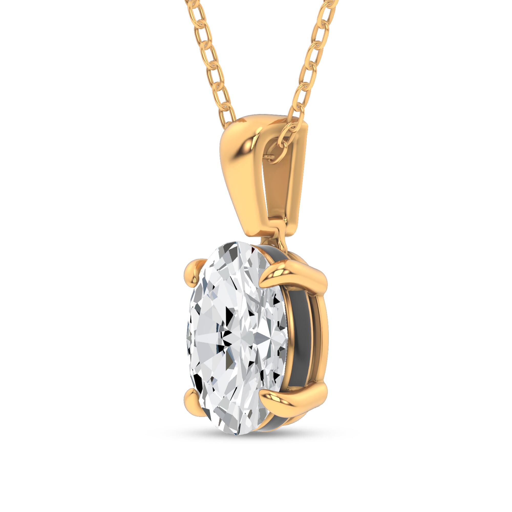 14K Yellow Gold Midnight Halo Oval Lab Pendant (2 ct. tw.) by Christian Siriano