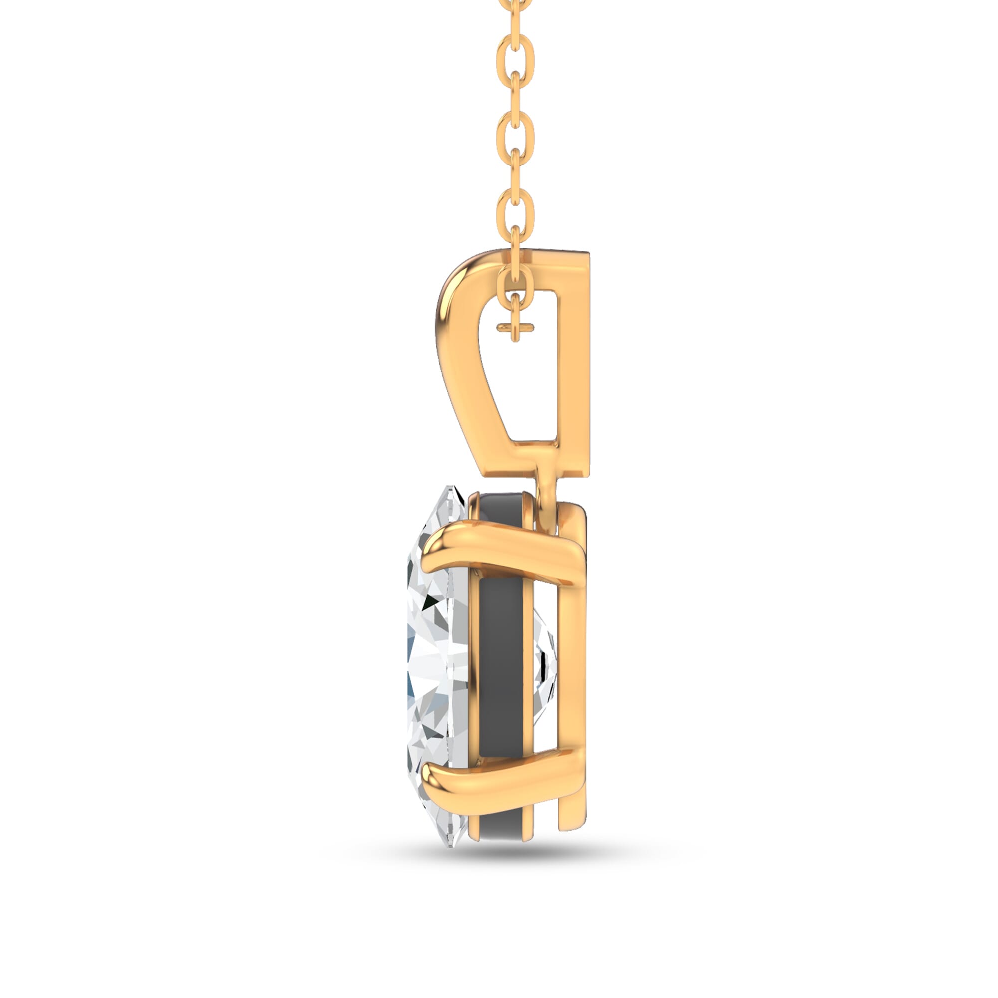 14K Yellow Gold Midnight Halo Oval Lab Pendant (2 ct. tw.) by Christian Siriano