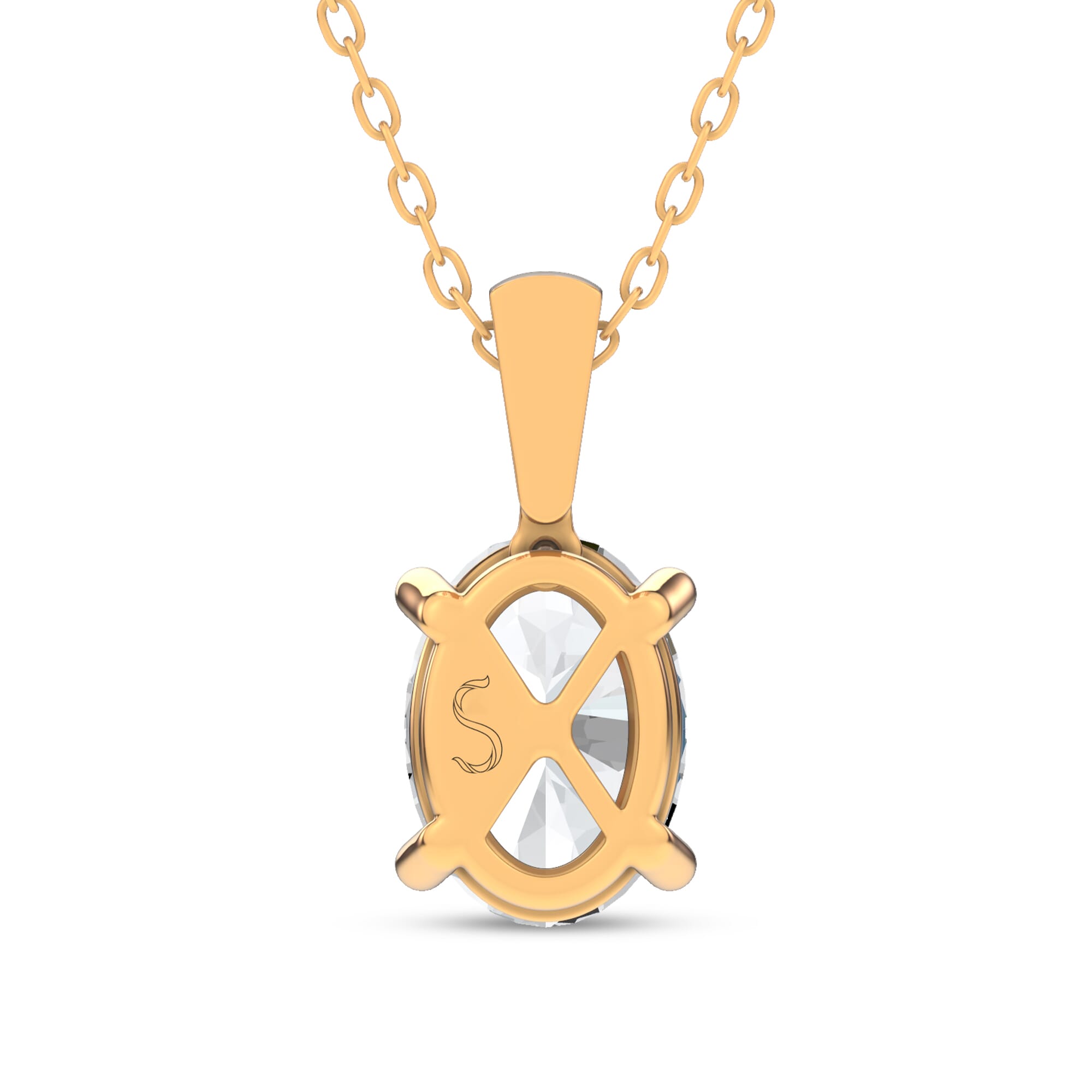 14K Yellow Gold Midnight Halo Oval Lab Pendant (2 ct. tw.) by Christian Siriano