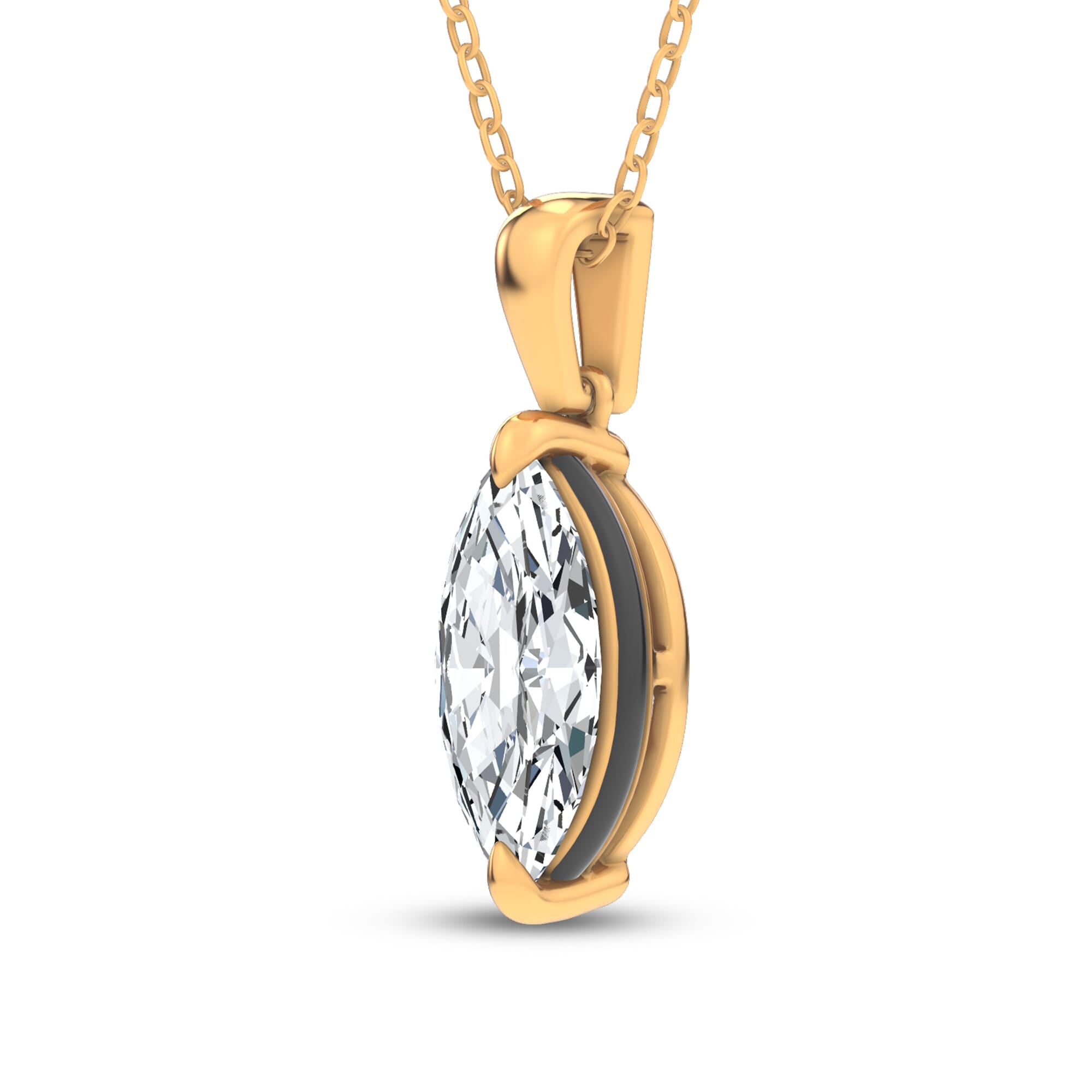14K Yellow Gold Midnight Halo Marquise Lab Pendant (2 ct. tw.) by Christian Siriano