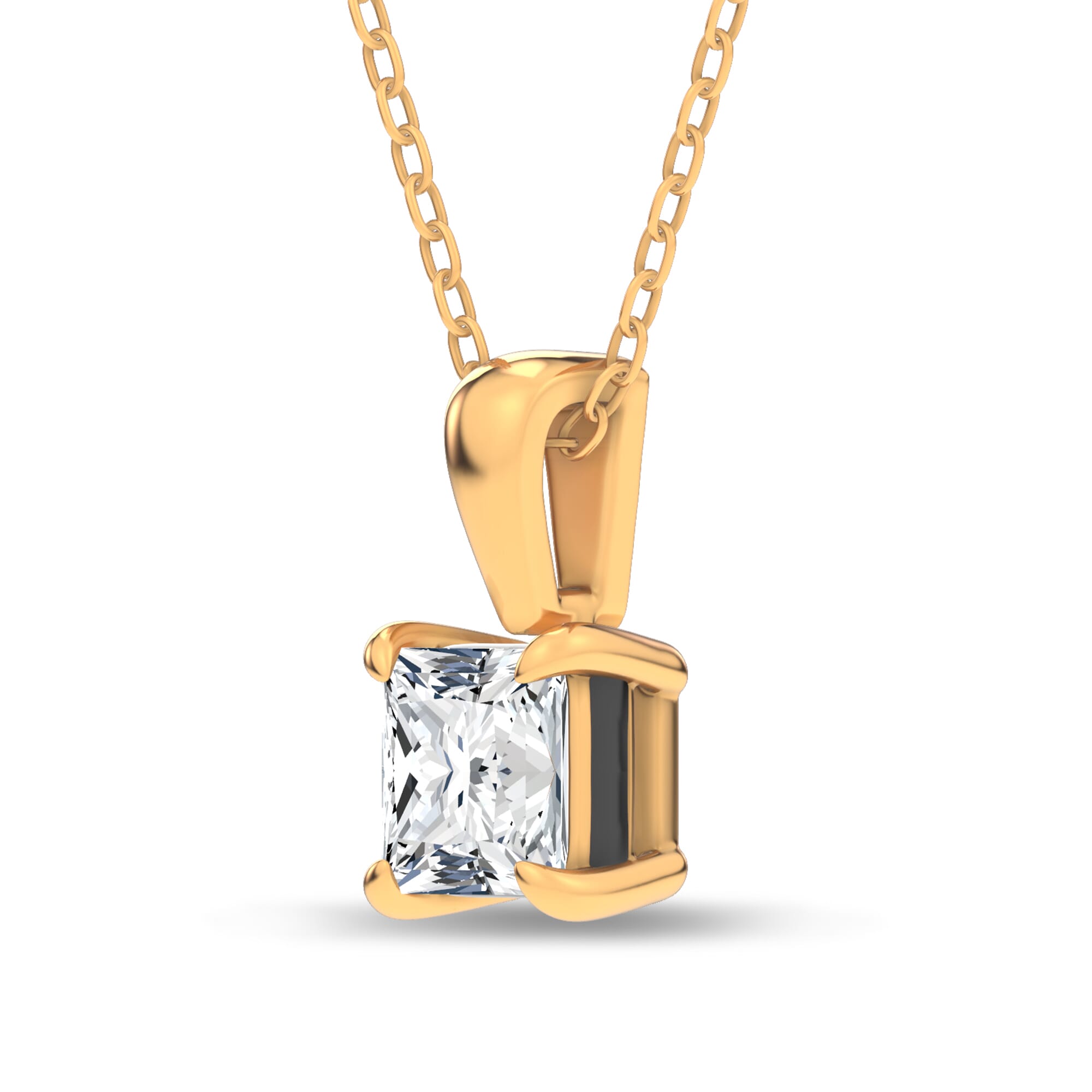 14K Yellow Gold Midnight Halo Princess Lab Pendant (2 ct. tw.) by Christian Siriano