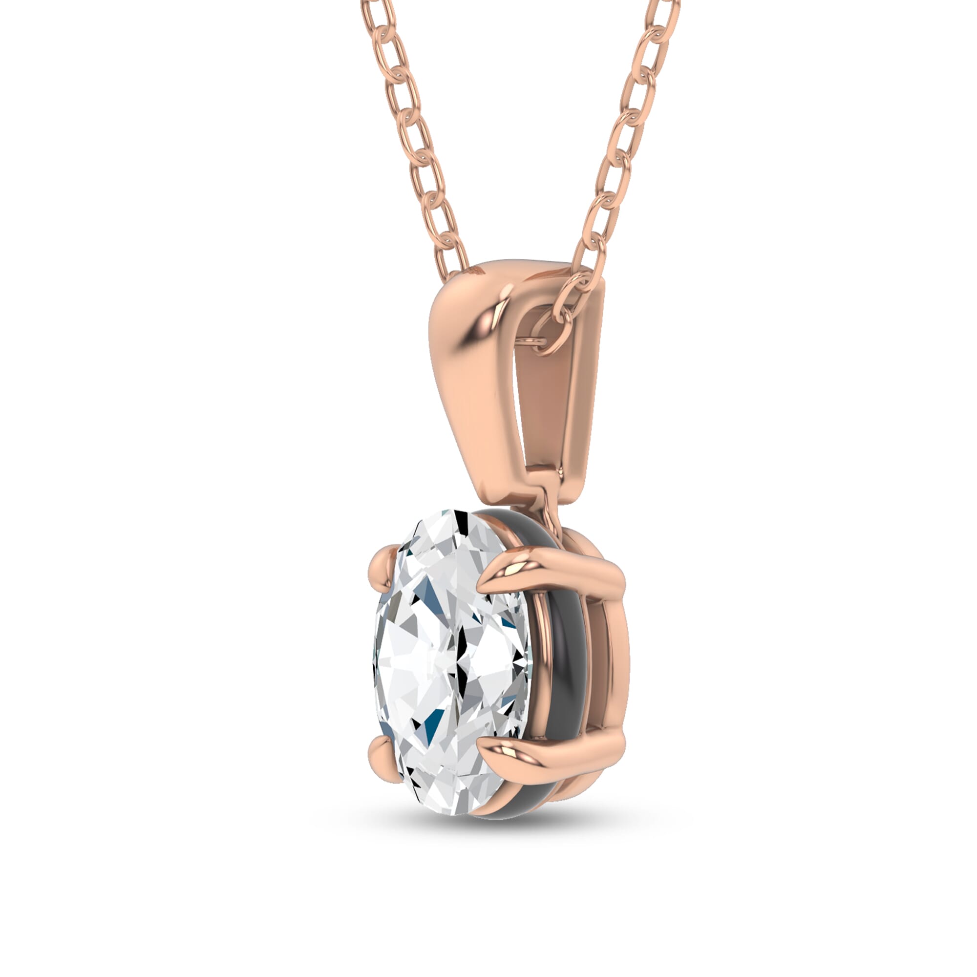 14K Rose Gold Midnight Halo Oval Lab Pendant (1 ct. tw.) by Christian Siriano