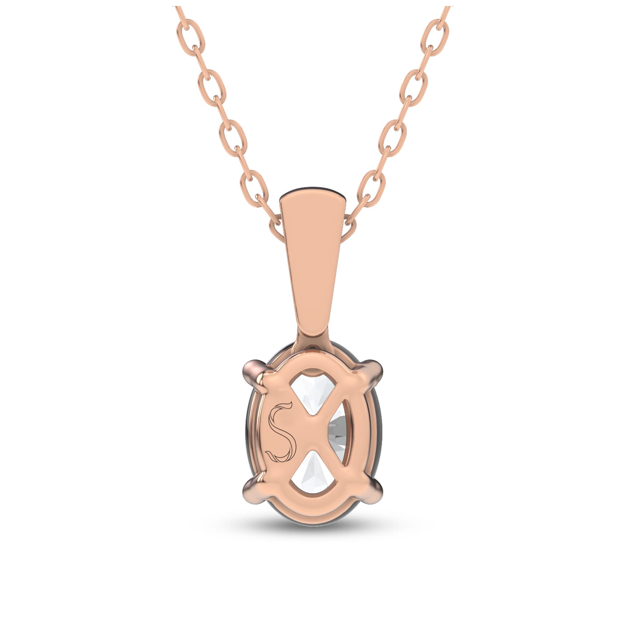 14K Rose Gold Midnight Halo Oval Lab Pendant (1 ct. tw.) by Christian Siriano