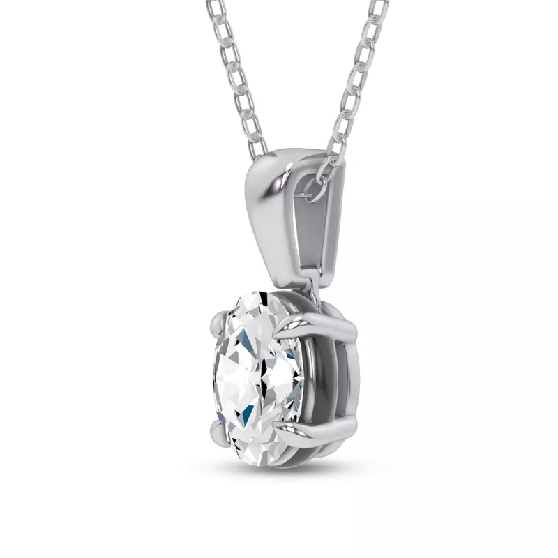 14K White Gold Midnight Halo Oval Lab Pendant (1 ct. tw.) by Christian Siriano