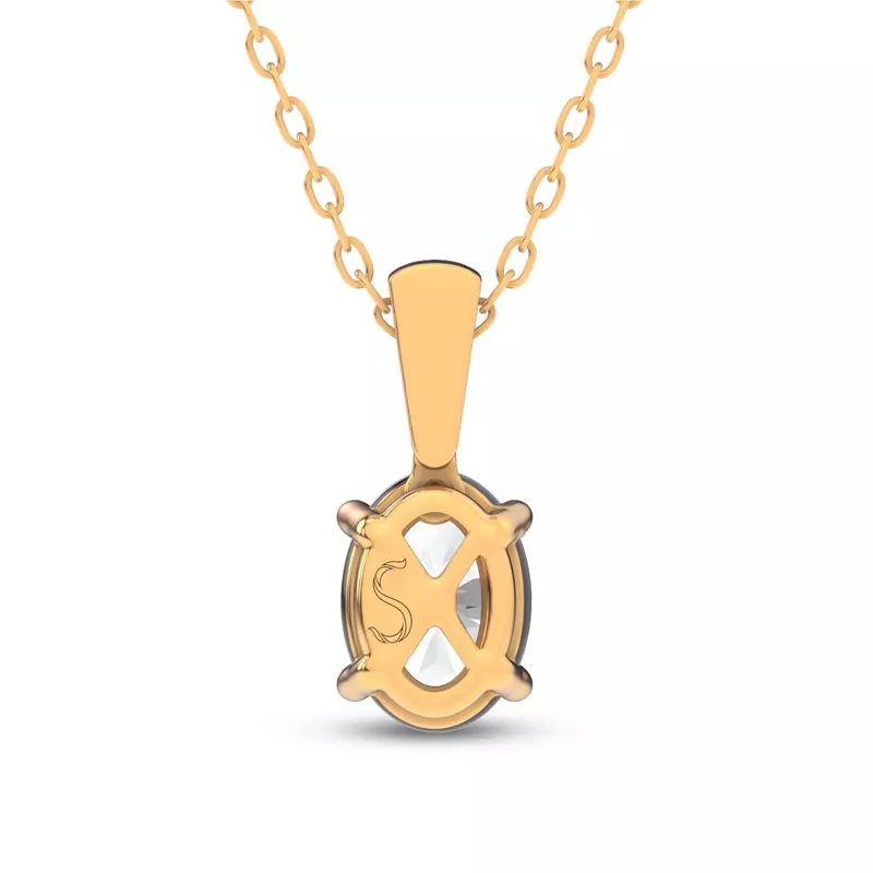 14K Yellow Gold Midnight Halo Oval Lab Pendant (1 ct. tw.) by Christian Siriano