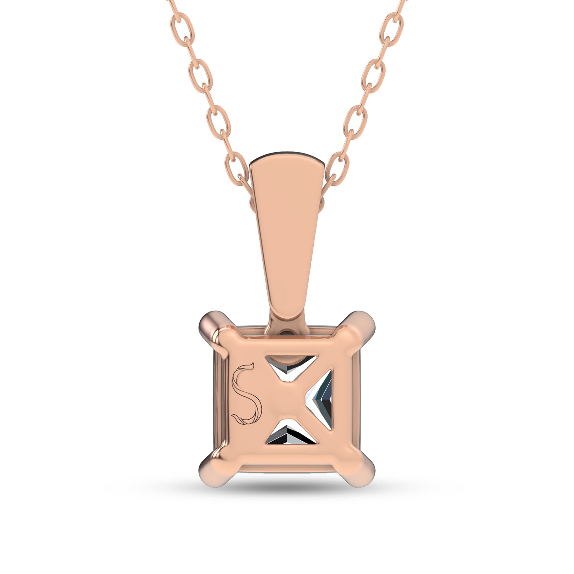 14K Rose Gold Midnight Halo Princess Lab Pendant (1 ct. tw.) by Christian Siriano