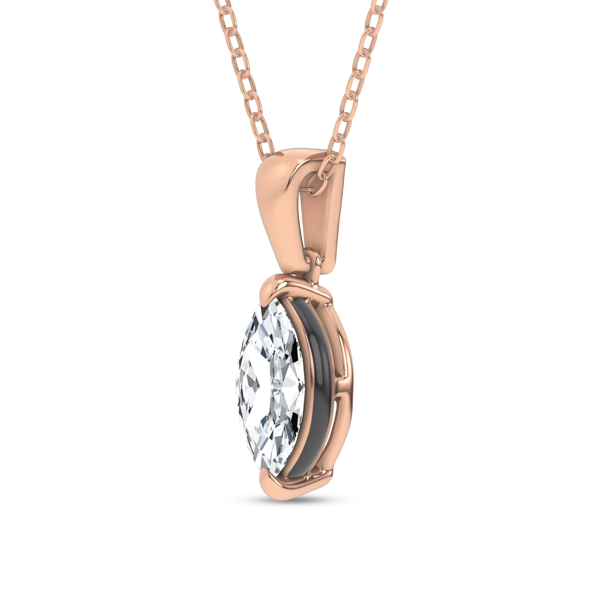 14K Rose Gold Midnight Halo Marquise Lab Pendant (1 ct. tw.) by Christian Siriano
