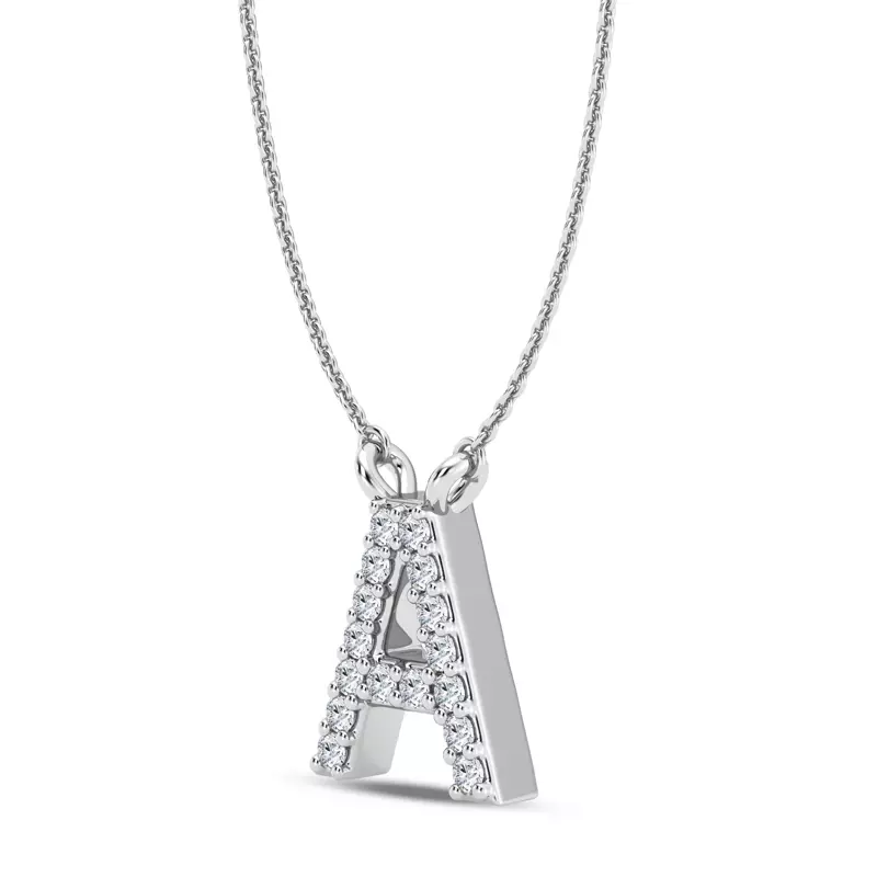14K White Gold Diamond Initial Pendant – A