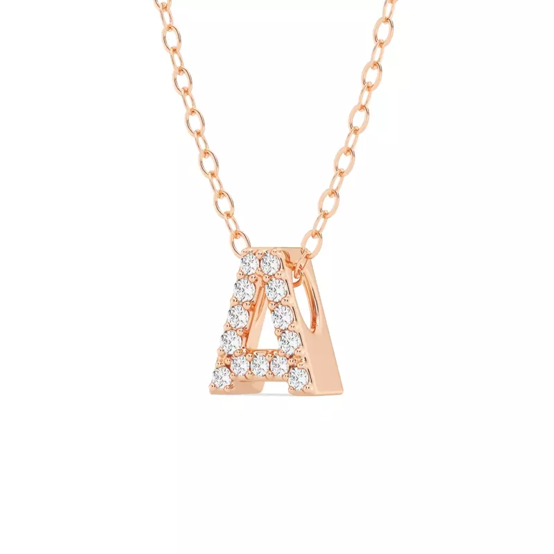14K Rose Gold Petite Diamond Initial Necklace – A