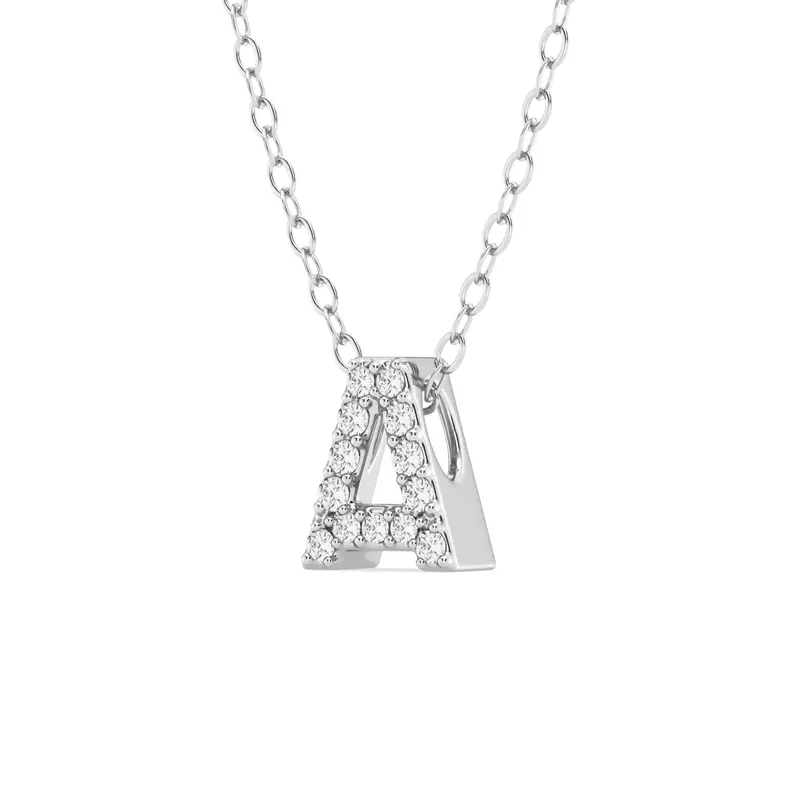 Platinum Petite Diamond Initial Pendant – A