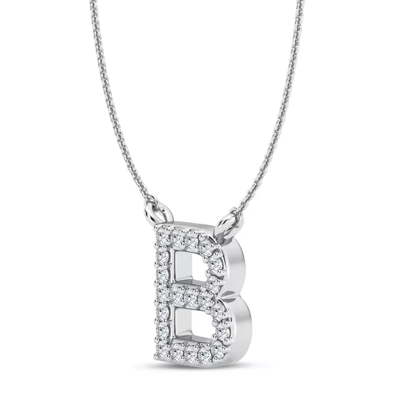 Platinum Diamond Initial Pendant – B