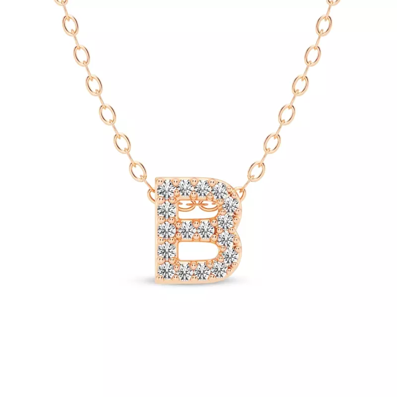 Petite Diamond Initial Necklace – B