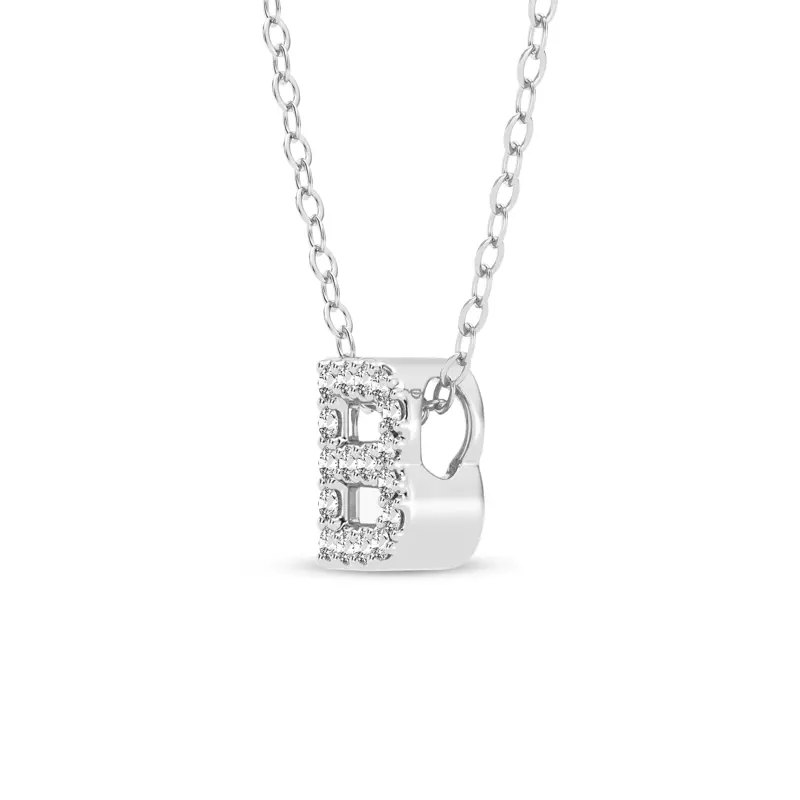 Platinum Petite Diamond Initial Pendant – B