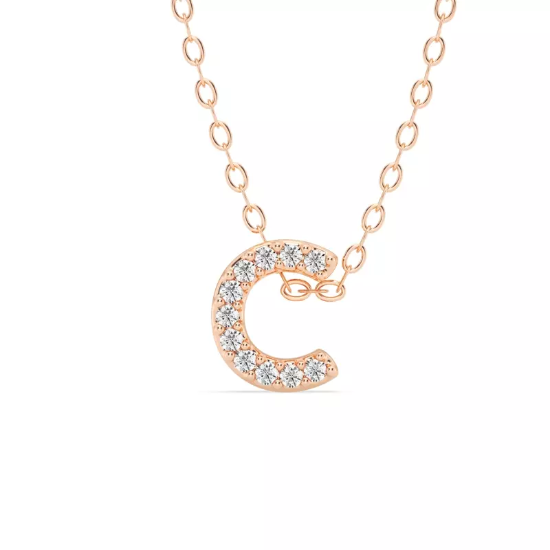 Petite Diamond Initial Necklace – C