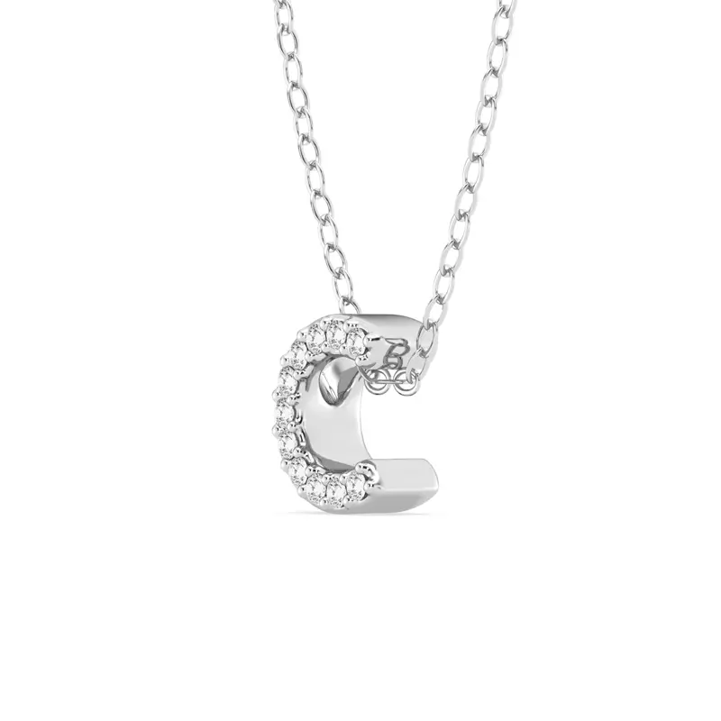 Platinum Petite Diamond Initial Pendant – C