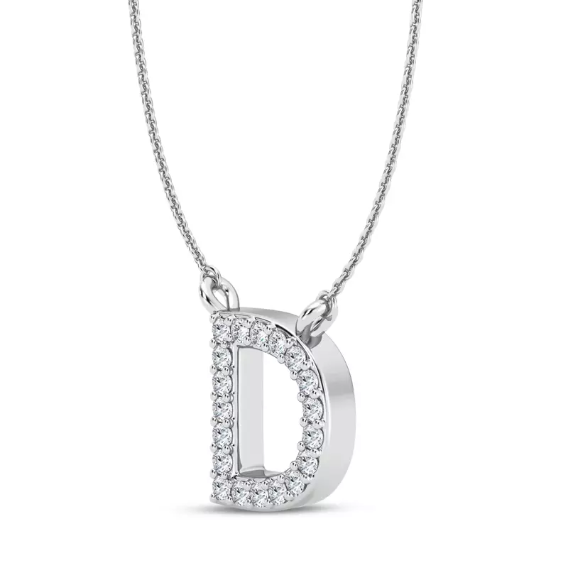 Platinum Diamond Initial Necklace – D