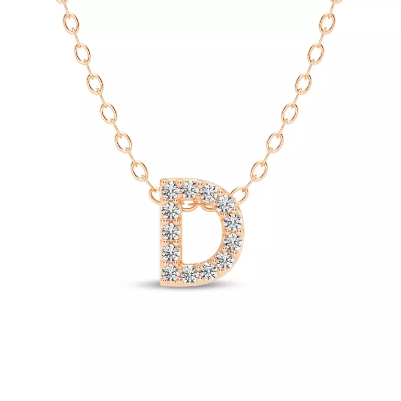 Petite Diamond Initial Necklace – D