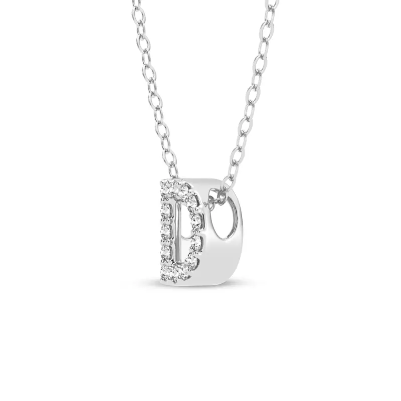 Platinum Petite Diamond Initial Pendant – D