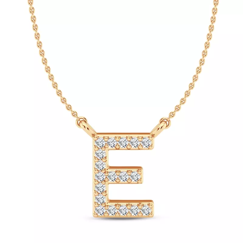 14K Yellow Gold Diamond Initial Pendant – E