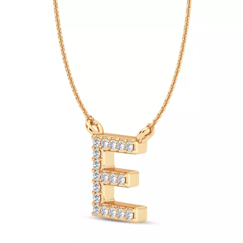 14K Yellow Gold Diamond Initial Pendant – E