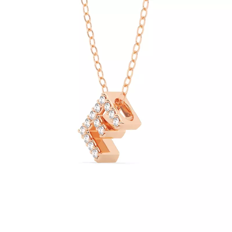 14K Rose Gold Petite Diamond Initial Pendant – E
