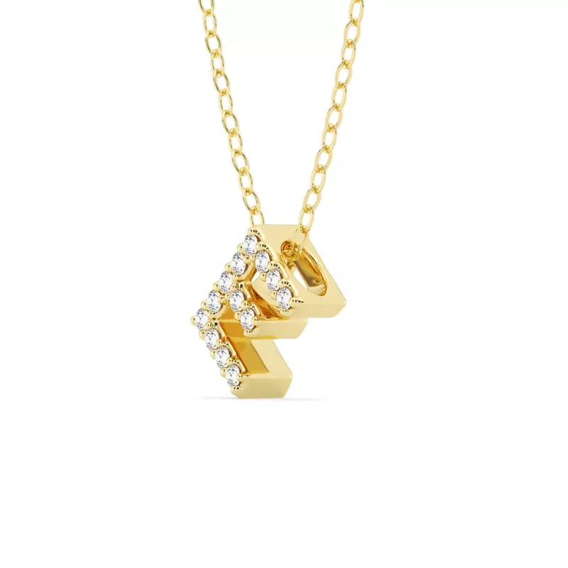 14K Yellow Gold Petite Diamond Initial Necklace – E