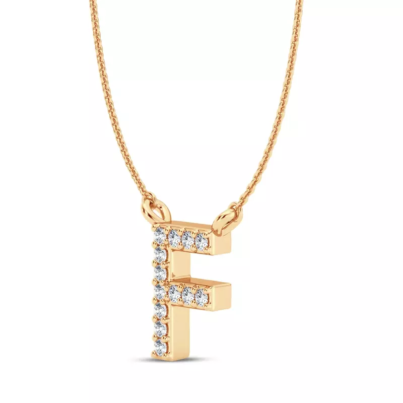 14K Yellow Gold Diamond Initial Necklace – F