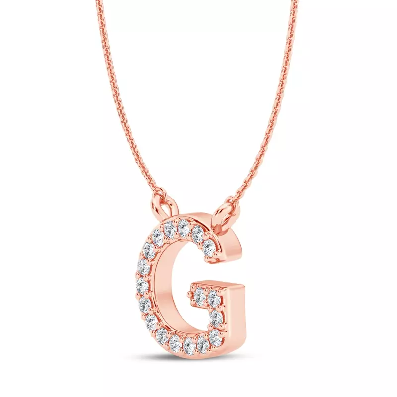 18K Rose Gold Diamond Initial Pendant – G